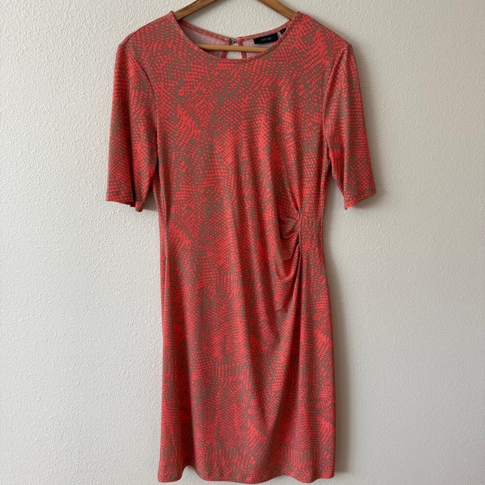 Apt. 9‎ Coral Gray Travel Side Ruched Dress Size M
